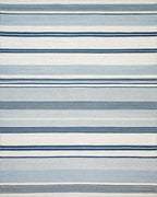 Coastal Blue White Striped Rug - Cutout View