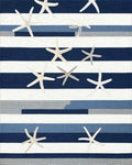 Coastal Navy Blue Starfish Striped Rug - Cutout View