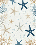 Coastal Starfish Coral Bubbles Rug - Cutout View