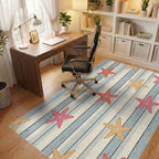 Coastal Starfish Wood Grain Rug - Office View
