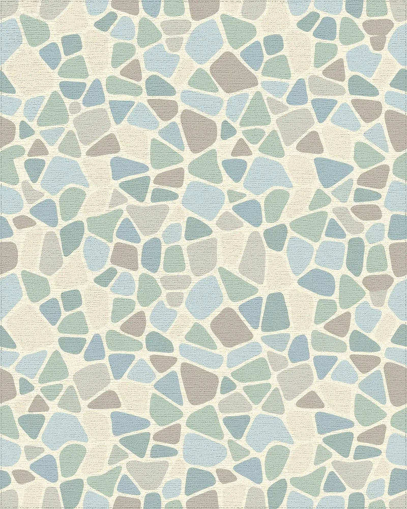 Coastal Terracotta Irregular Stone Collage Rug - Cutout View
