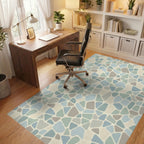 Coastal Terracotta Irregular Stone Collage Rug Office View