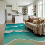 Coastal Wave Abstract Pattern Rug Living Room View