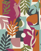 Colorful Abstract Botanical Collage Rug - Cutout View
