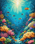 Colorful Coral Reef Fish Pattern Rug - Cutout View
