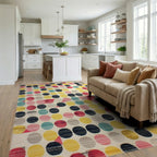 Colorful Dot Collage Abstract Rug - Living Room View