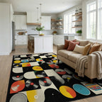 Colorful Vinyl Records Geometric Rug Living Room View