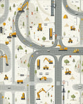 Construction Vehicles Road Map Design Rug - Cutout View