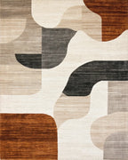 Contemporary Abstract Ochre Geometric Rug - Cutout View