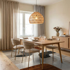 Contemporary Abstract Ochre Geometric Rug - Dining Room View