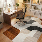 Contemporary Abstract Ochre Geometric Rug - Office View