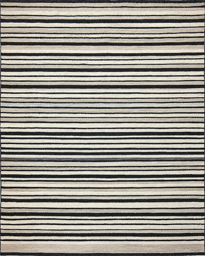 Contemporary Monochrome Horizontal Bands Rug - Cutout View