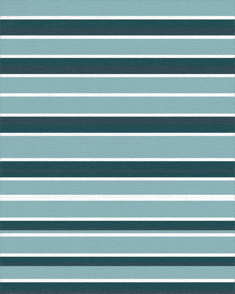 Contemporary Teal Horizontal Stripe Rug - Cutout View