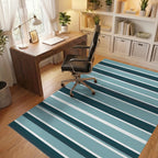 Contemporary Teal Horizontal Stripe Rug Office View