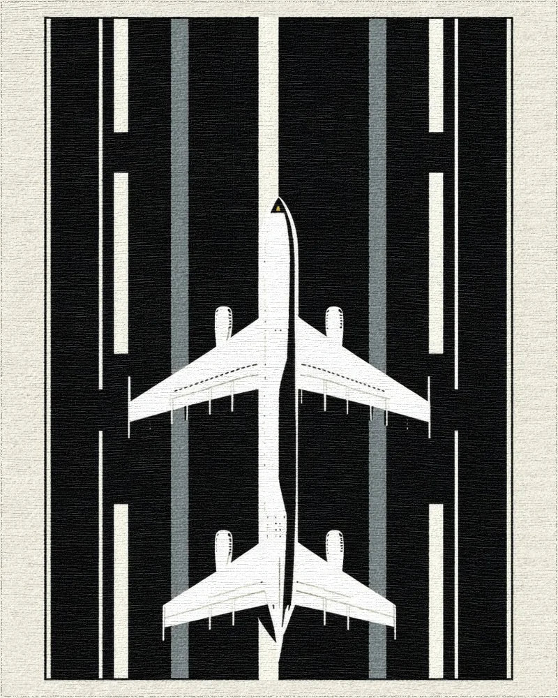 Contrast Plane Runway Graphic Rug - Cutout View