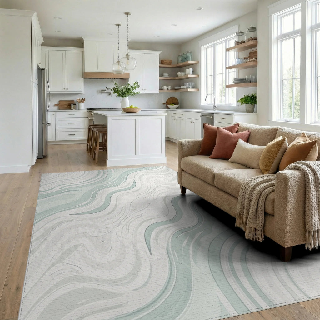Cool Abstract Swirl Pattern Rug Living Room View
