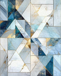 Cool Blue Geometric Marble Design Rug - Cutout View