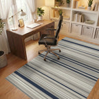 Cool Neutrals Navy Stripe Rug Office View