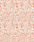Coral Abstract Floral Rainbow Swirls Rug - Cutout View