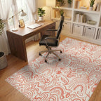 Coral Abstract Floral Rainbow Swirls Rug Office View