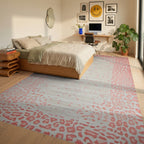 Coral Animal Print Textured Rug - Bedroom View