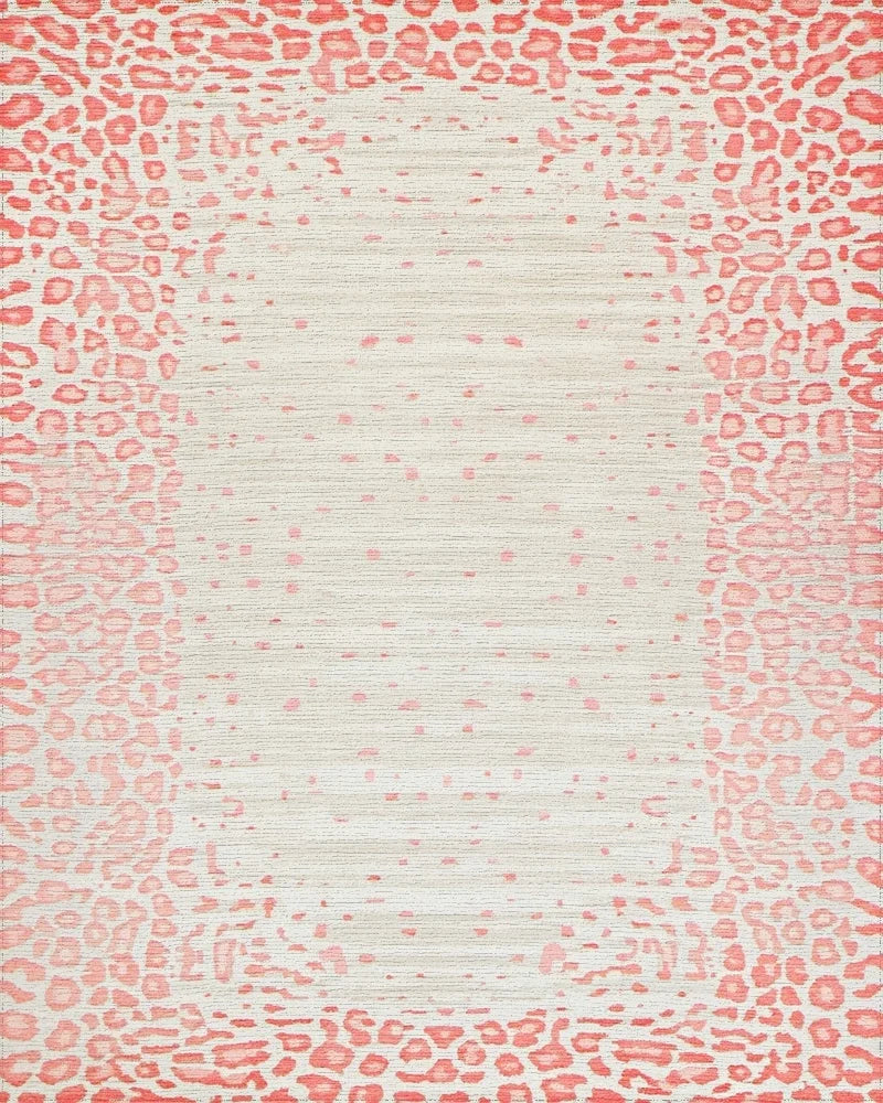 Coral Animal Print Textured Rug - Cutout View
