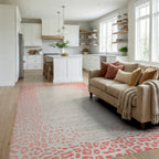 Coral Animal Print Textured Rug - Living Room View