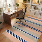 Coral Beige Navy Stripe Rug Office View