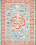 Coral Blue Seaside Aquatic Life Rug - Cutout View