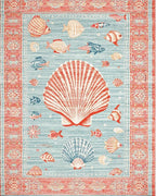 Coral Blue Seaside Aquatic Life Rug - Cutout View