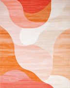 Coral Blush Abstract Wavy Rug - Cutout View