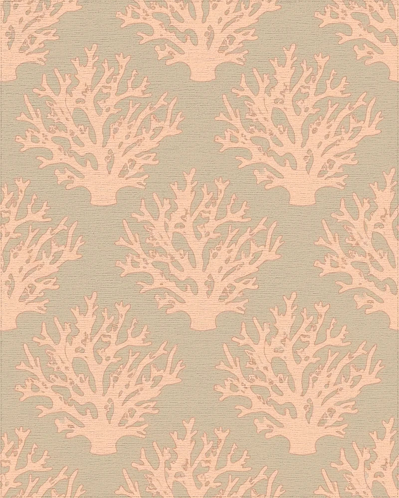 Coral Branch Peach and Tan Rug - Cutout View