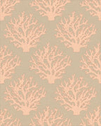 Coral Branch Peach and Tan Rug - Cutout View