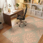 Coral Branch Peach and Tan Rug Office View