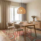 Coral Citrus Slice Botanical Arrangement Rug Dining Room View