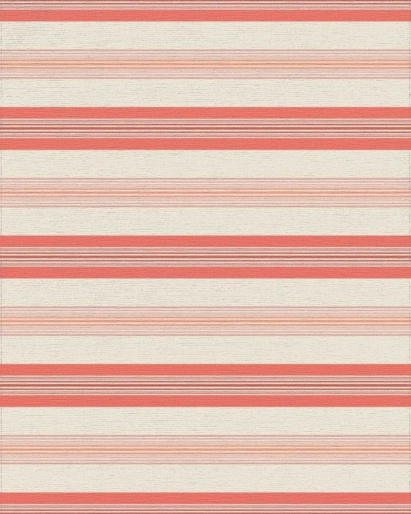 Coral Cream Thin Striped Rug - Cutout View