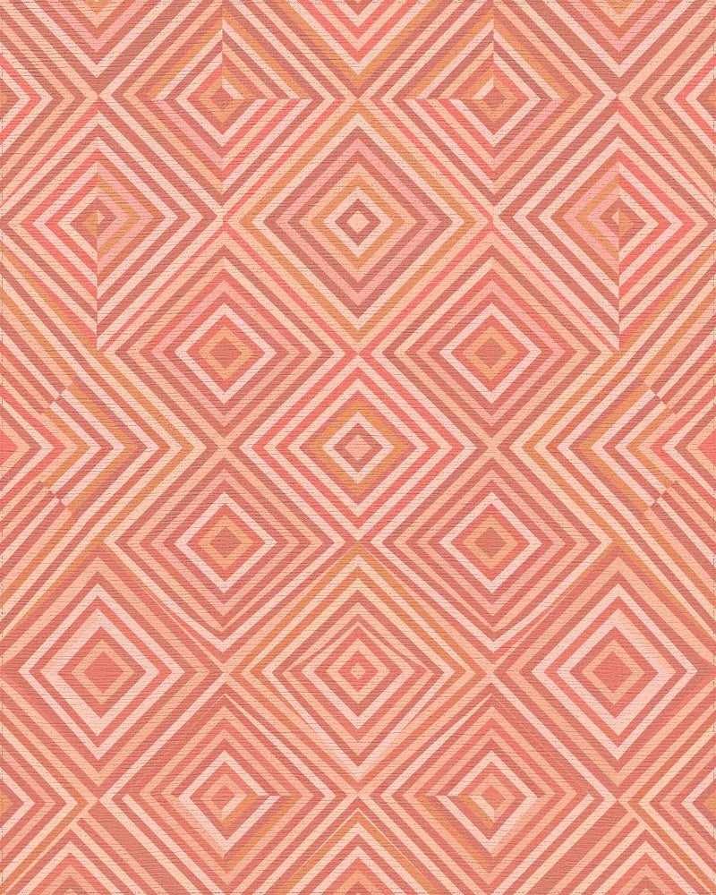 Coral Diamond Geometric Inlay Rug - Cutout View