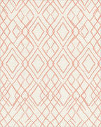 Coral Diamond Lattice Geometric Rug - Cutout View