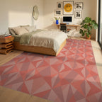 Coral Geometric Starburst Medallion Rug Bedroom View
