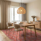 Coral Geometric Starburst Medallion Rug Dining Room View