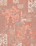 Coral Pagoda Crane Blossom Collage Rug - Cutout View