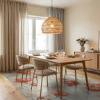 Coral Peony Floral Branches Rug - Dining Room View
