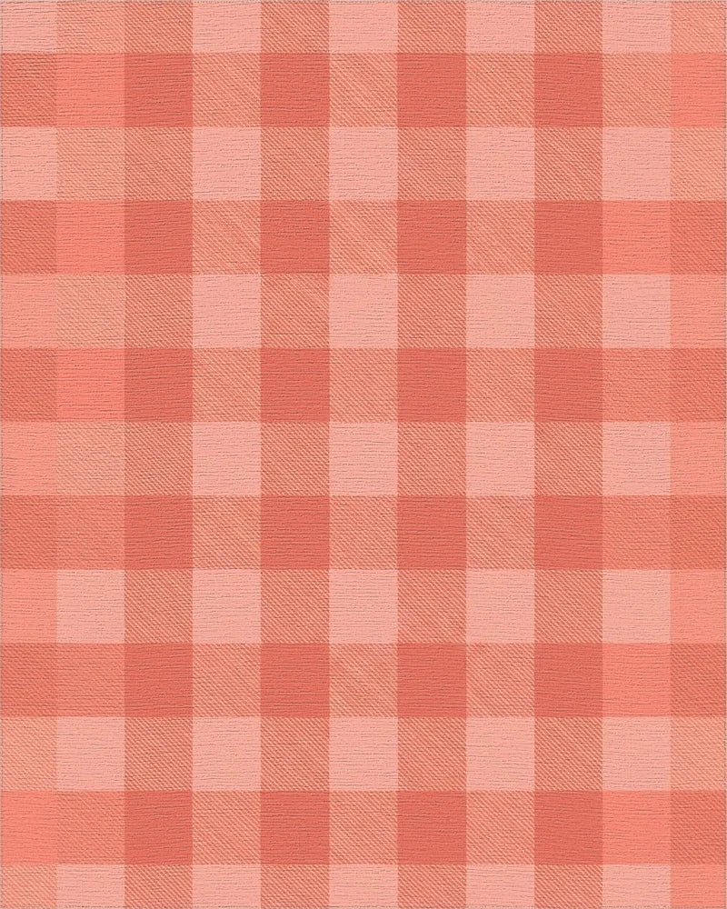 Coral Pink Buffalo Check Square Rug - Cutout View