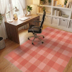 Coral Pink Buffalo Check Square Rug Office View