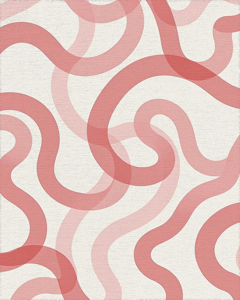 Coral Pink Swirl Abstract Pattern Rug - Cutout View