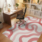 Coral Pink Swirl Abstract Pattern Rug Office View