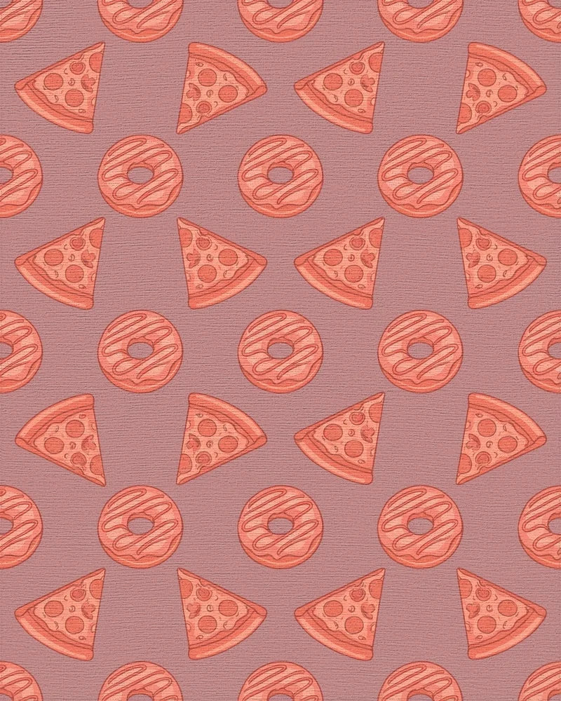 Coral Pizza Donut Repeating Pattern Rug - Cutout View
