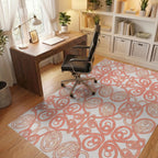 Coral Rope Knot Interlocking Medallion Rug Office View