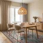 Coral Shell Coastal Medallions Rug - Dining Room View
