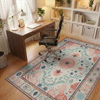 Coral Shell Coastal Medallions Rug - Office View